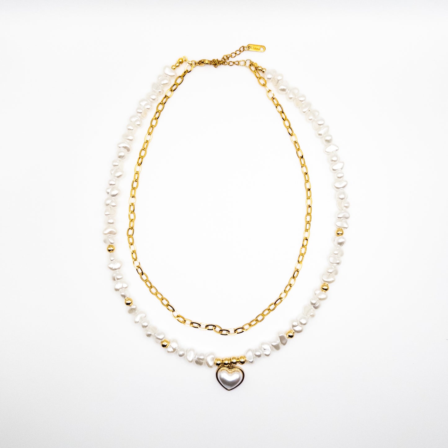 Necklace with Faux Pearl and Stainless Steel Chain