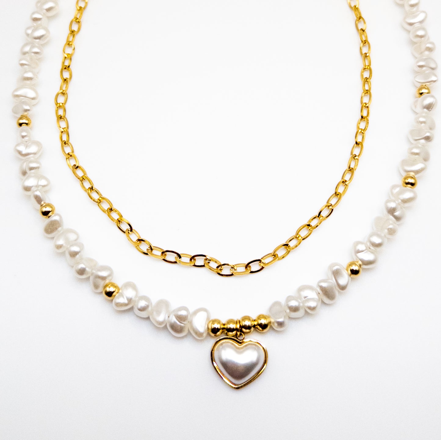 Necklace with Faux Pearl and Stainless Steel Chain