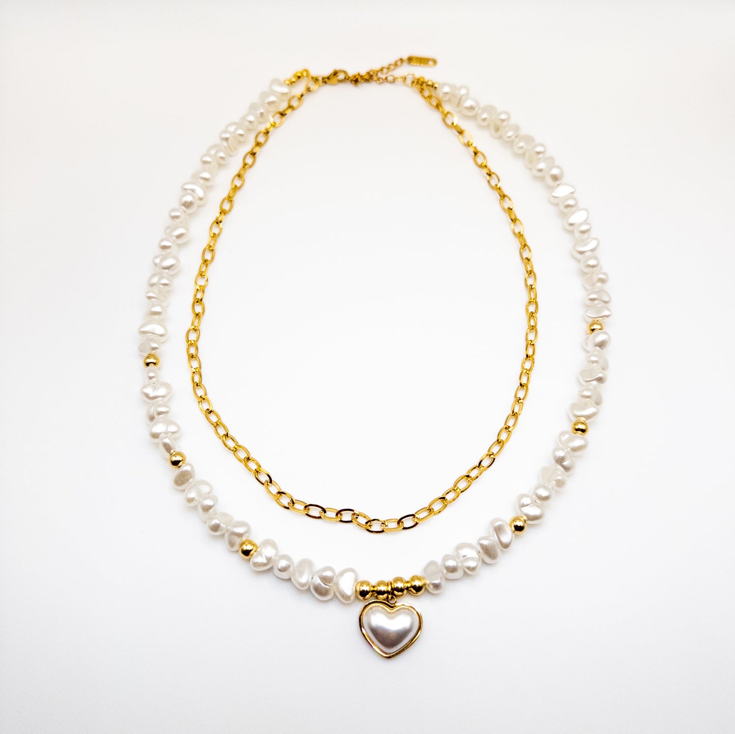 Necklace with Faux Pearl and Stainless Steel Chain