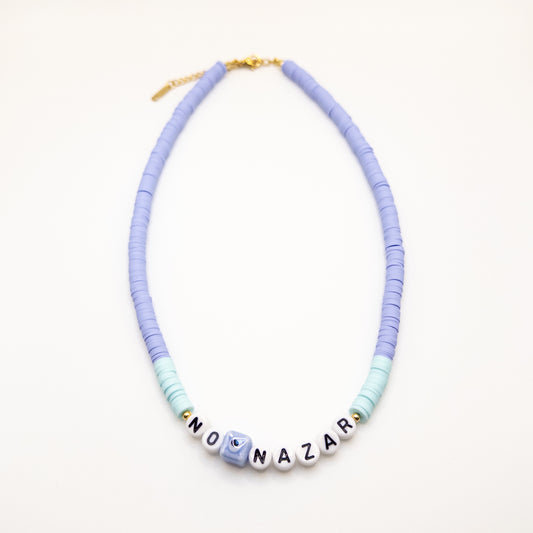 No Nazar Necklace with Light Purple Fimo Beads