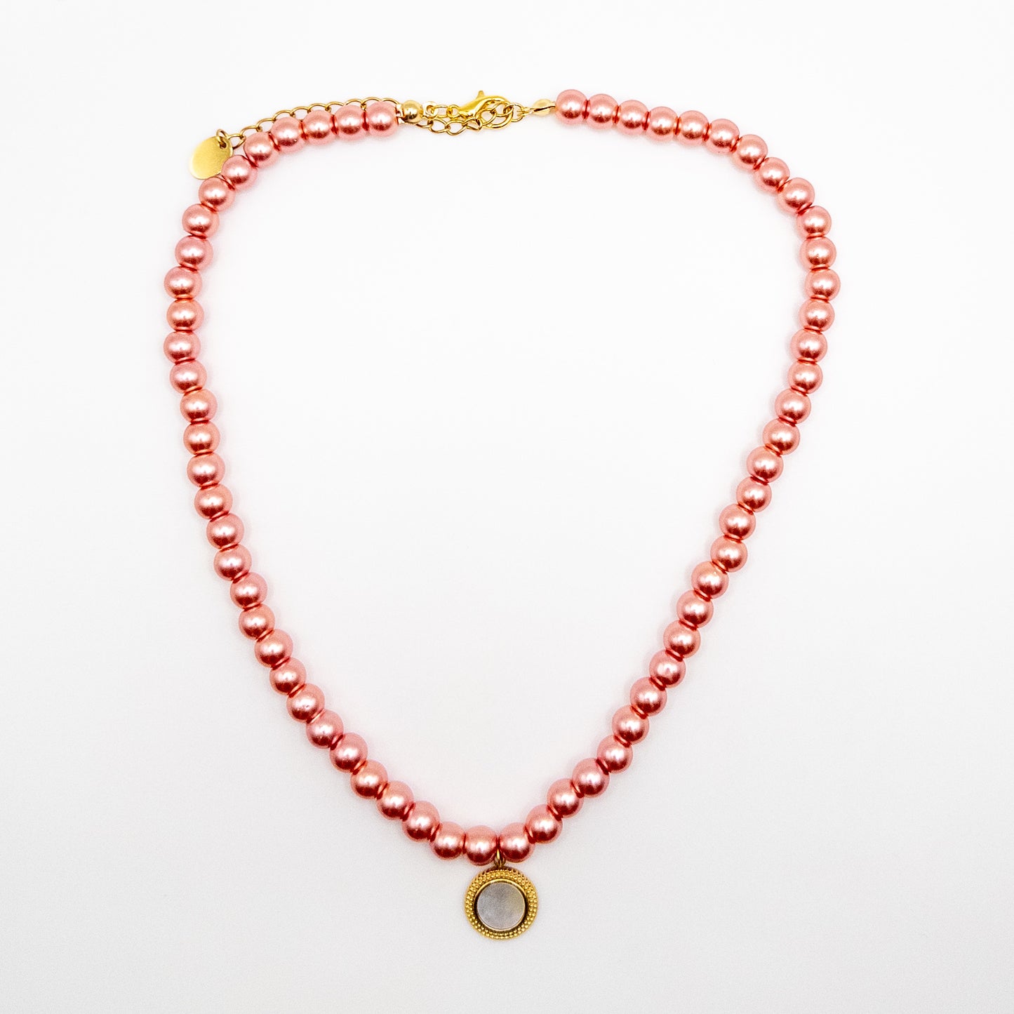 Pink Color Faux Pearl Necklace