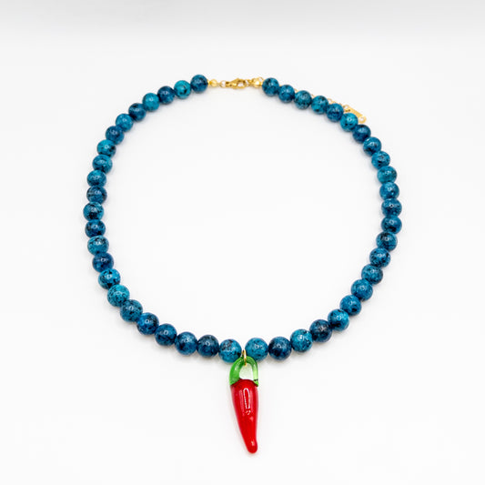 Blue Color Chili Pepper Necklace