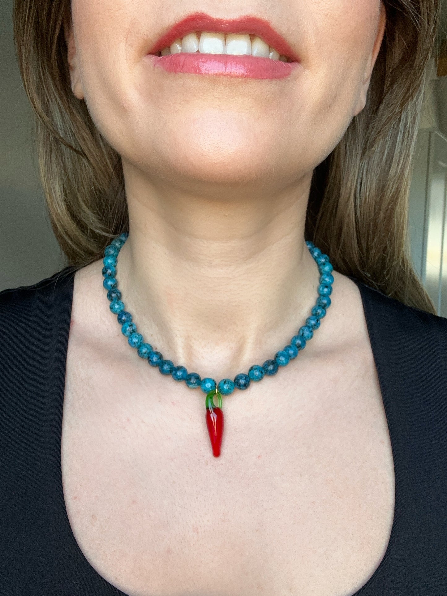Blue Color Chili Pepper Necklace