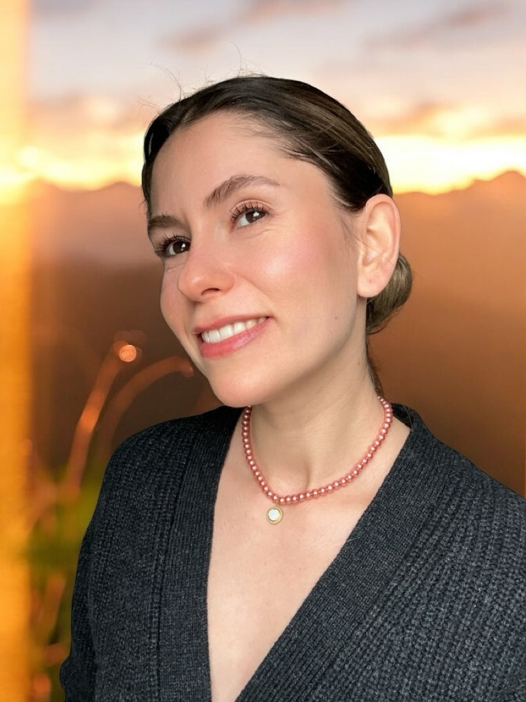 Pink Color Faux Pearl Necklace