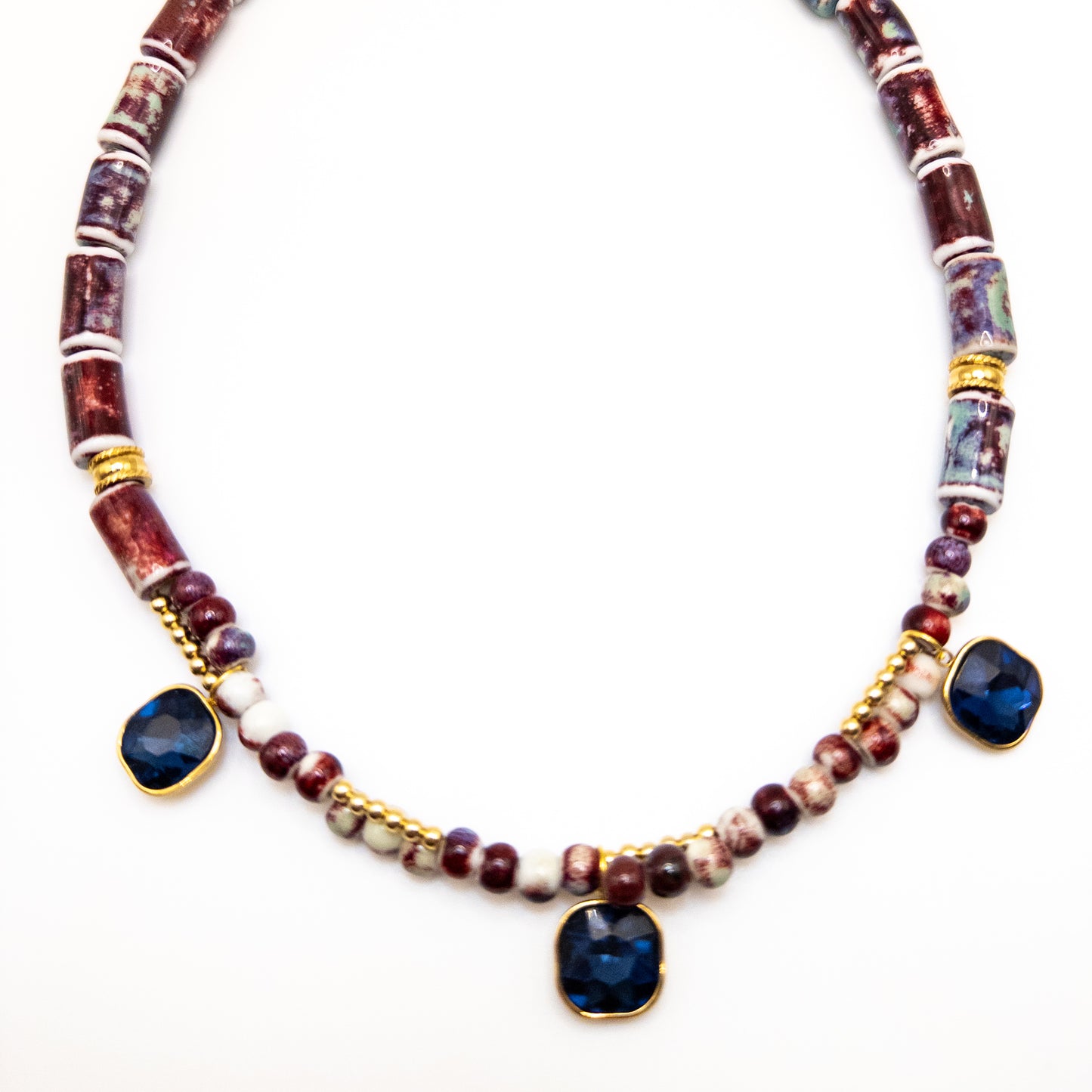 Necklace with Red Ceramic Beads