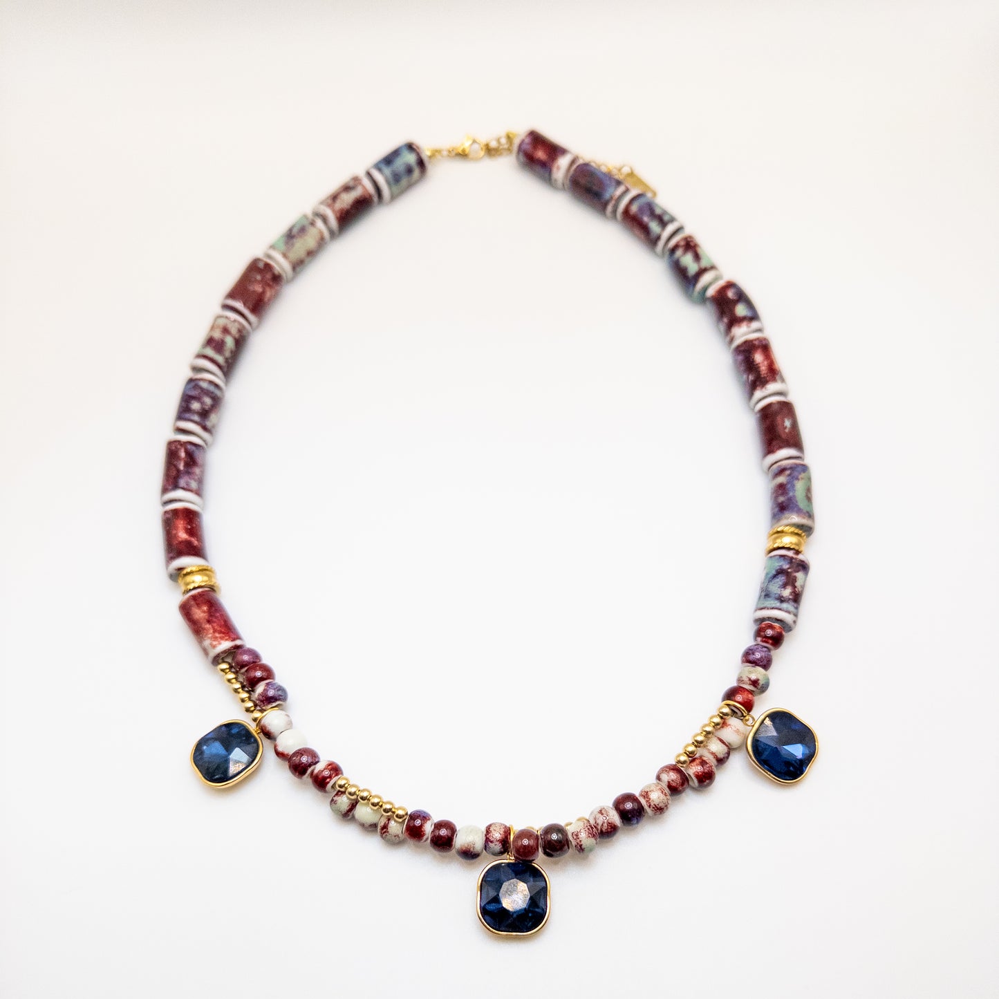 Necklace with Red Ceramic Beads