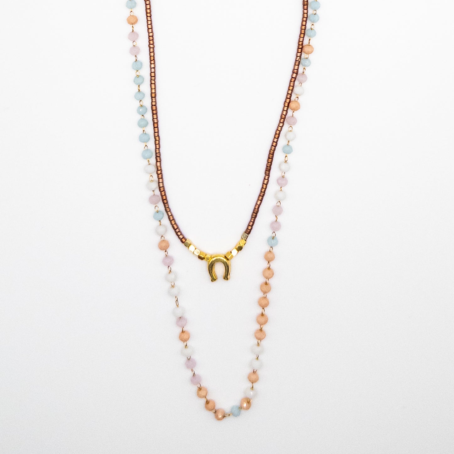 Two Layer Necklace with Colourful Beads