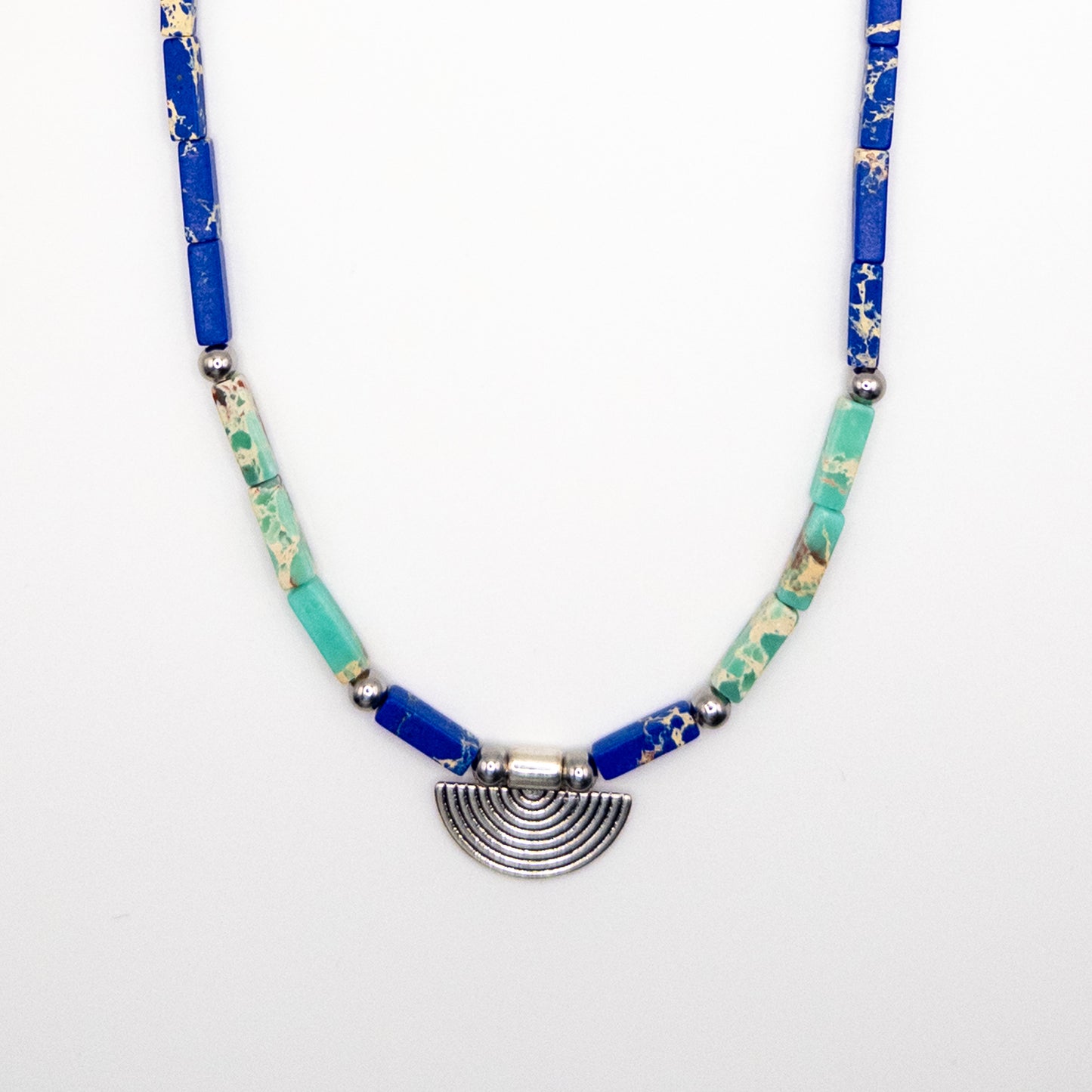 Necklace with Blue&Green Beads