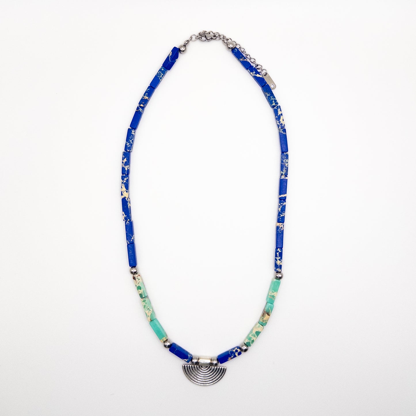 Necklace with Blue&Green Beads