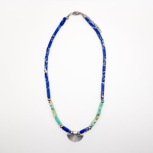 Necklace with Blue&Green Beads