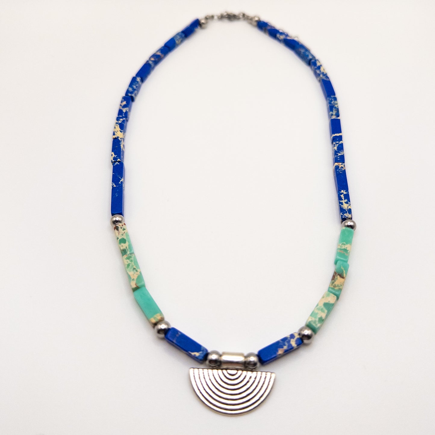 Necklace with Blue&Green Beads