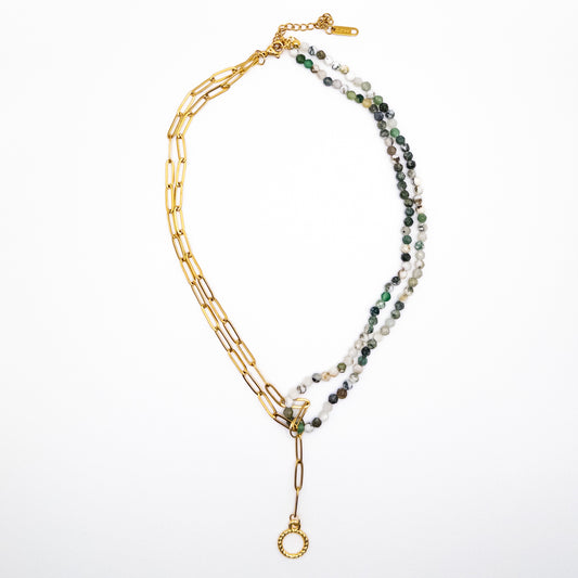 Necklace with Green Garnet Stones