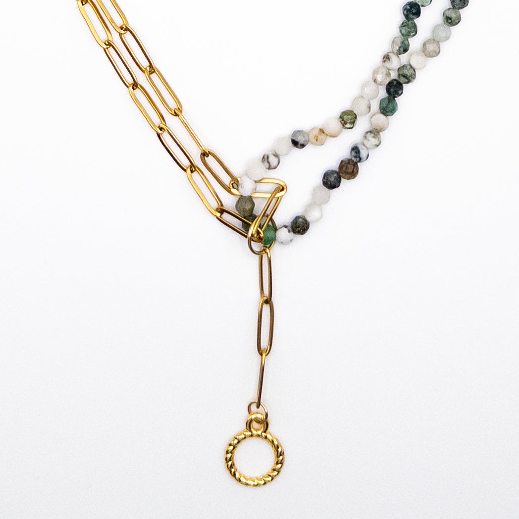 Necklace with Green Garnet Stones