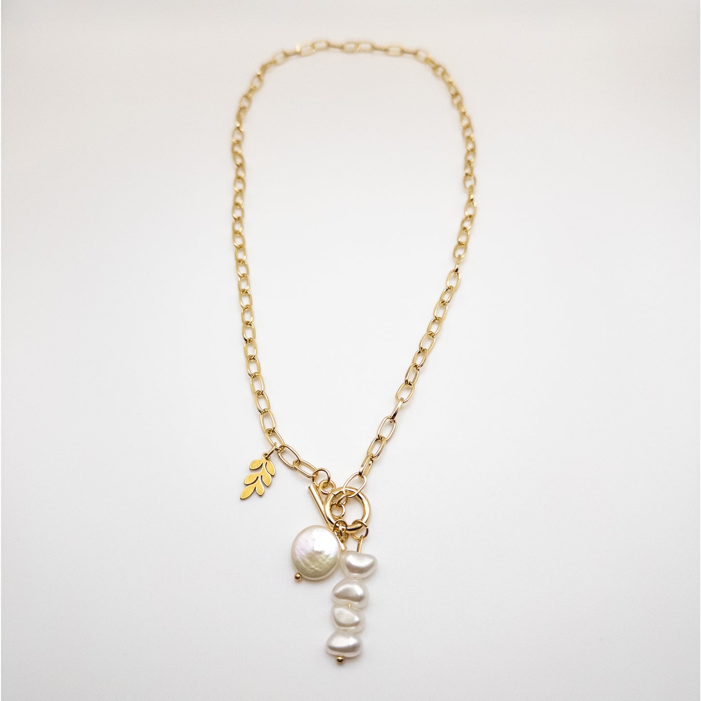 Stainless Steel Necklace with Artificial Pearl