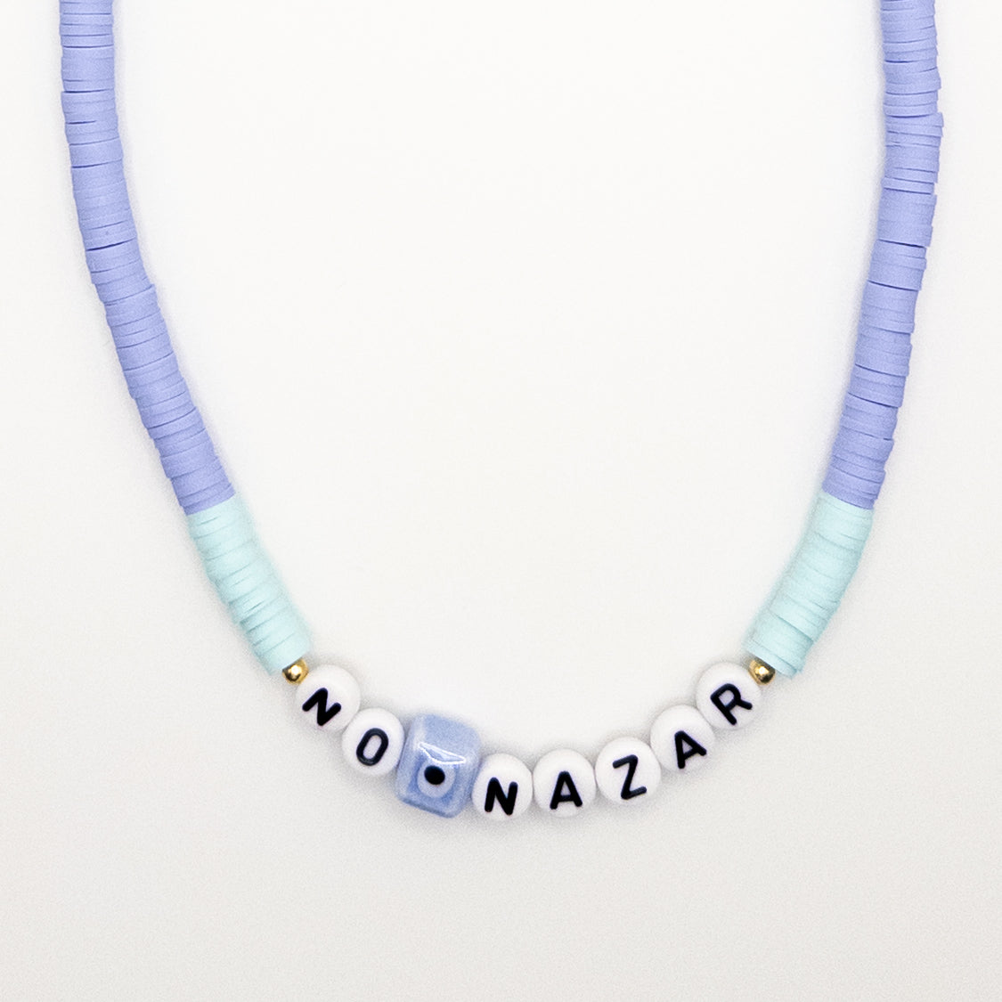 No Nazar Necklace with Light Purple Fimo Beads