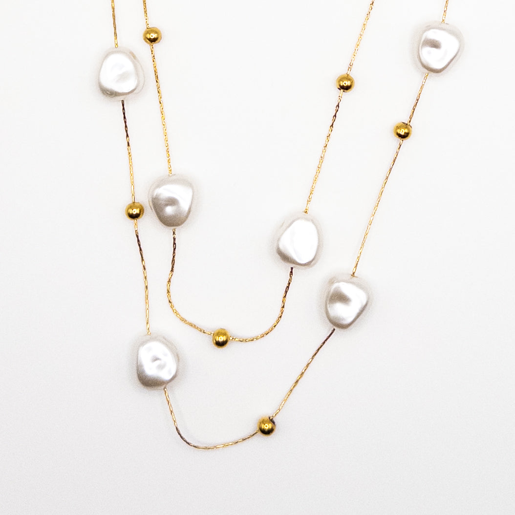 Stainless Steel with Pearl Beads Necklace