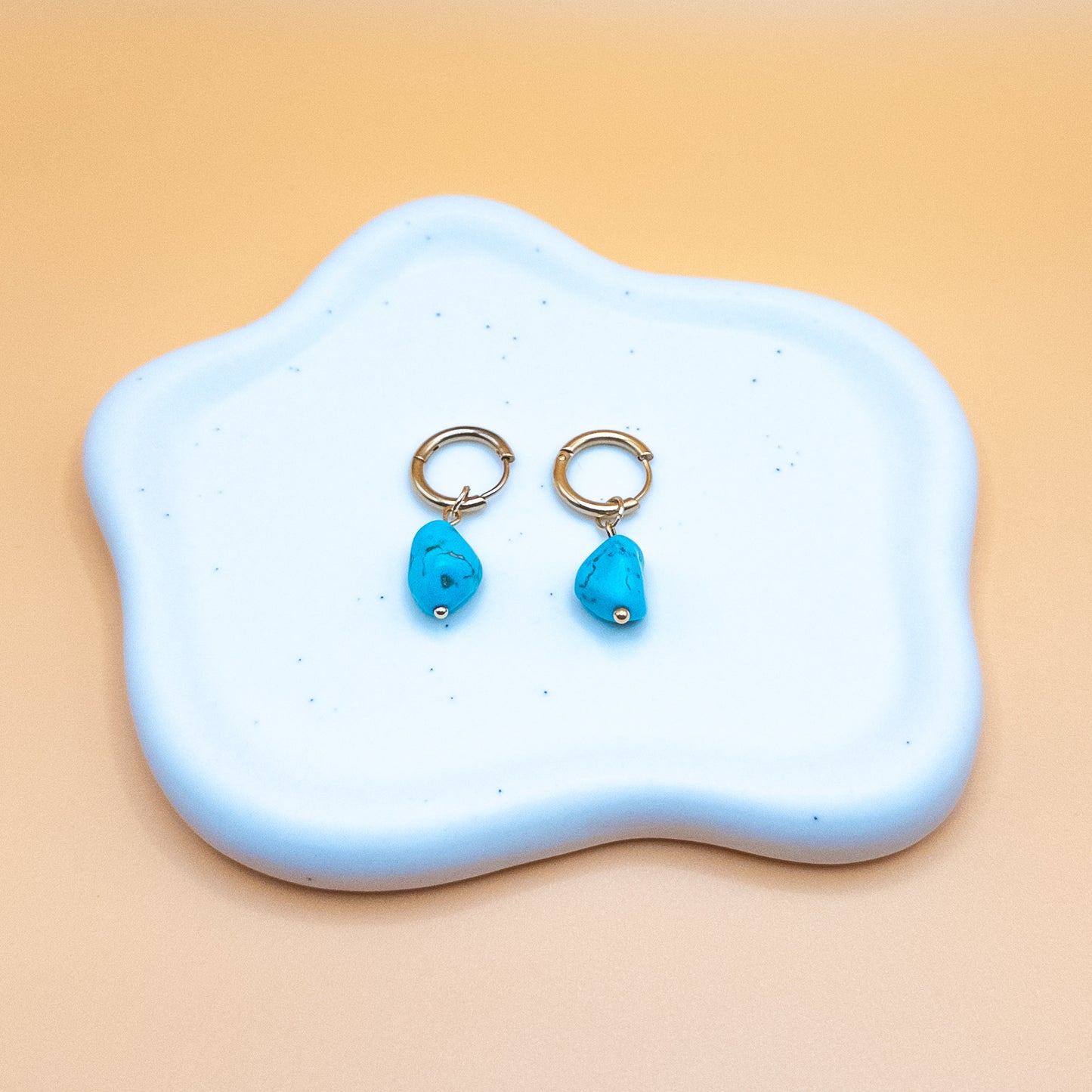 Hoop Earrings with Blue Bead