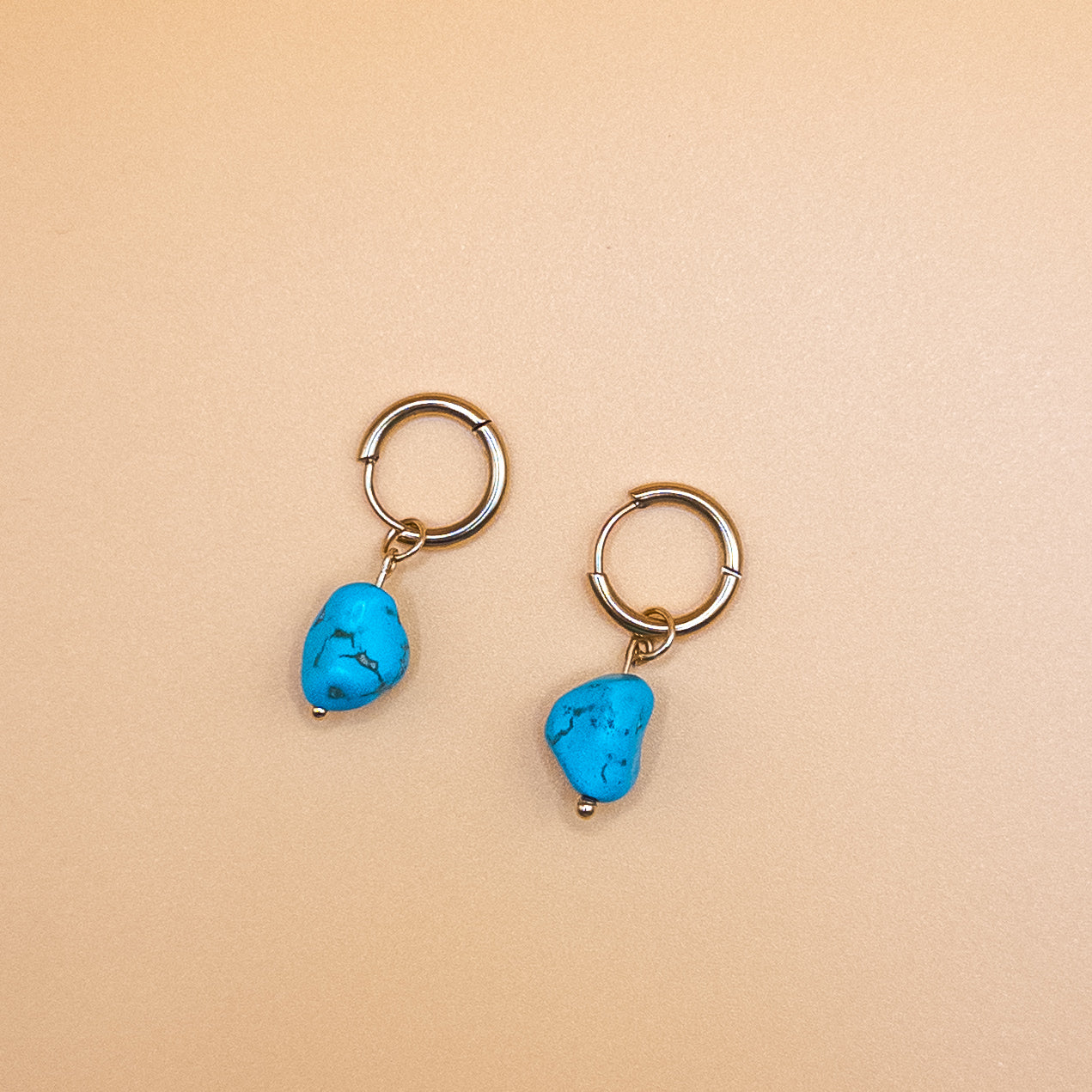 Hoop Earrings with Blue Bead