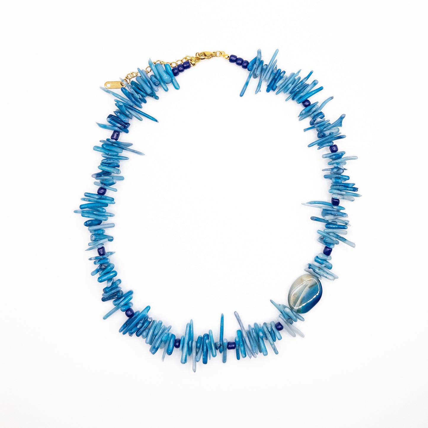 Blue Bamboo Bead Necklace