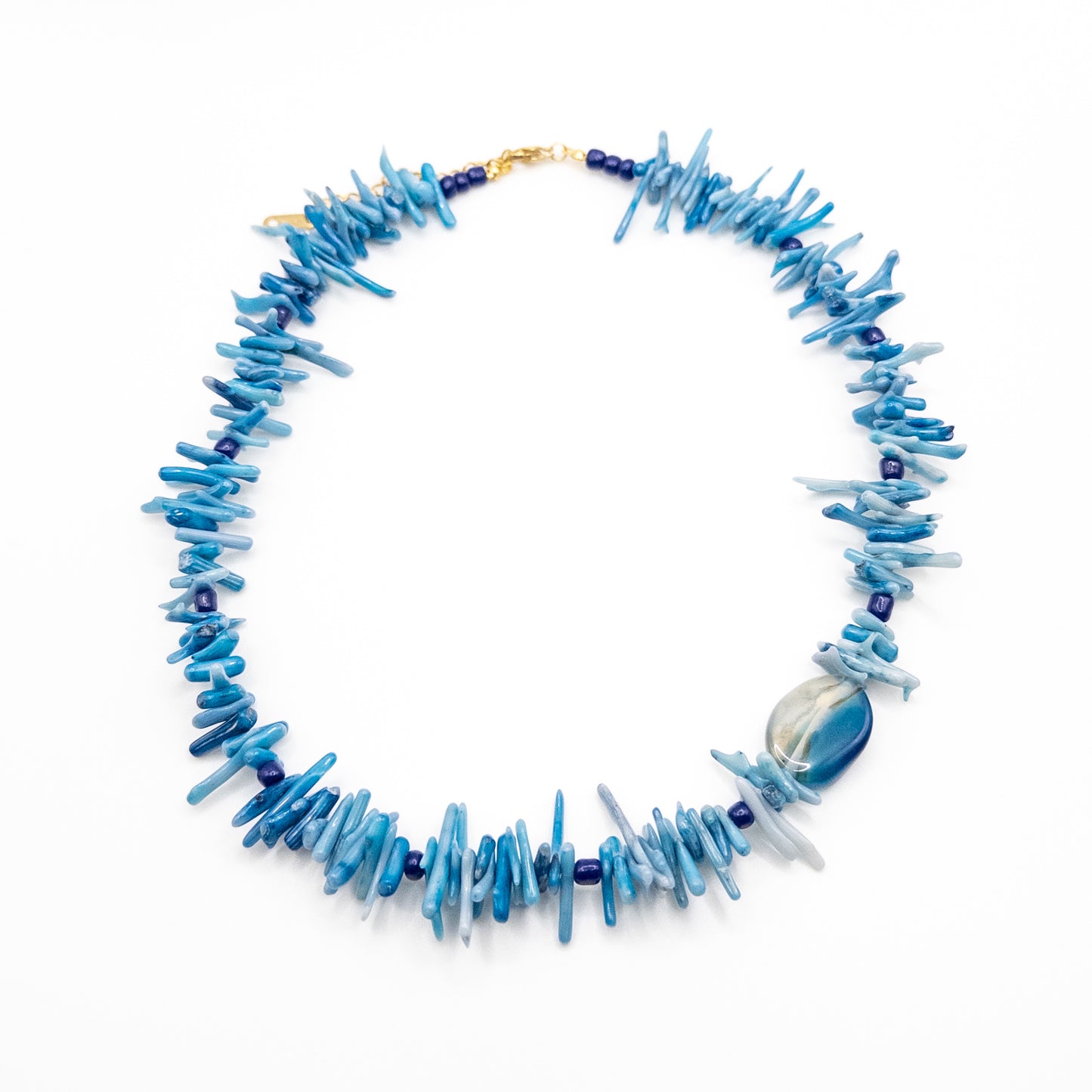 Blue Bamboo Bead Necklace