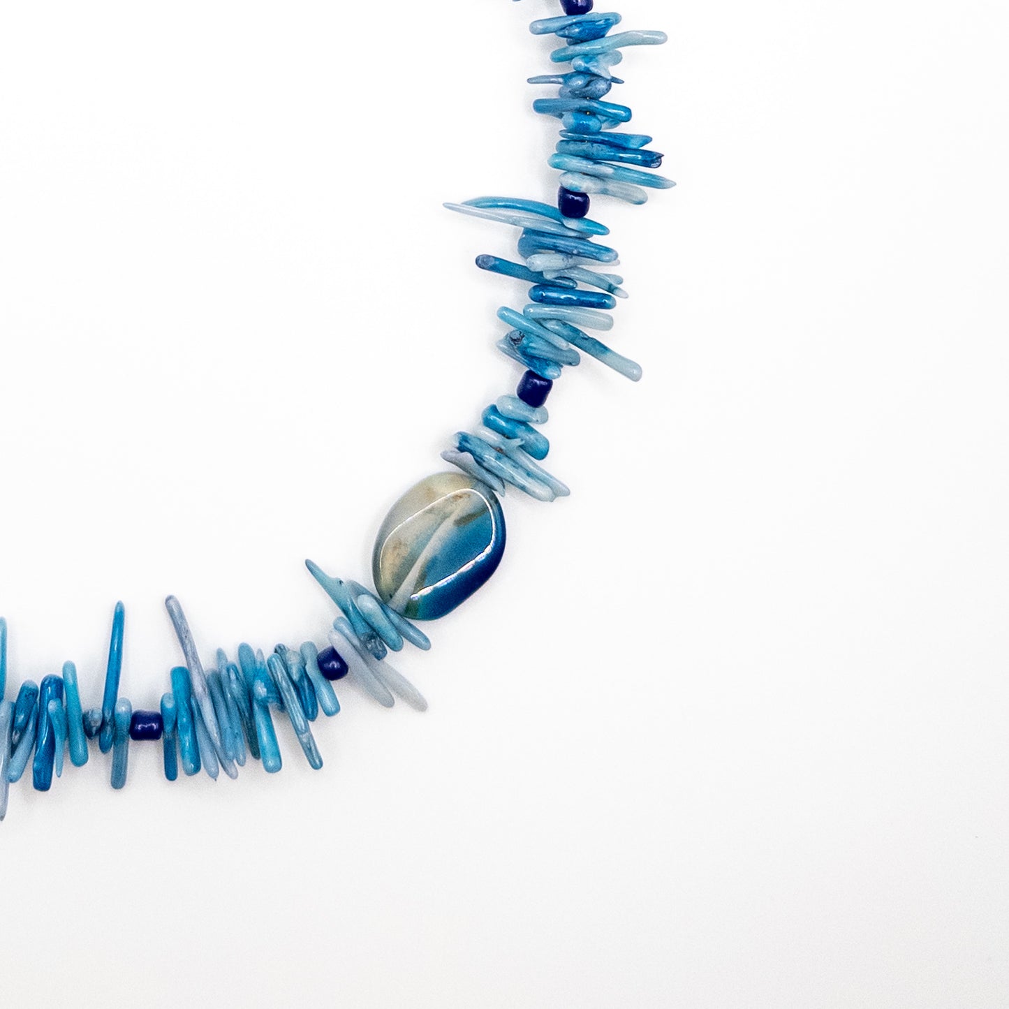 Blue Bamboo Bead Necklace