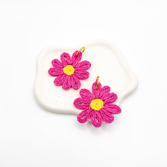 Pink Flower Earrings