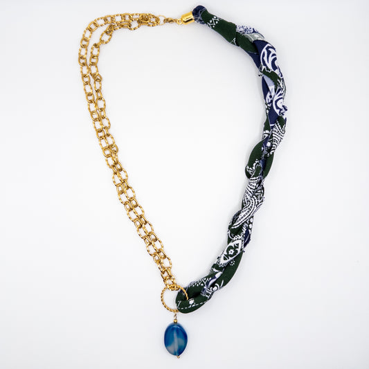 Half Fabric Half Chain Necklace