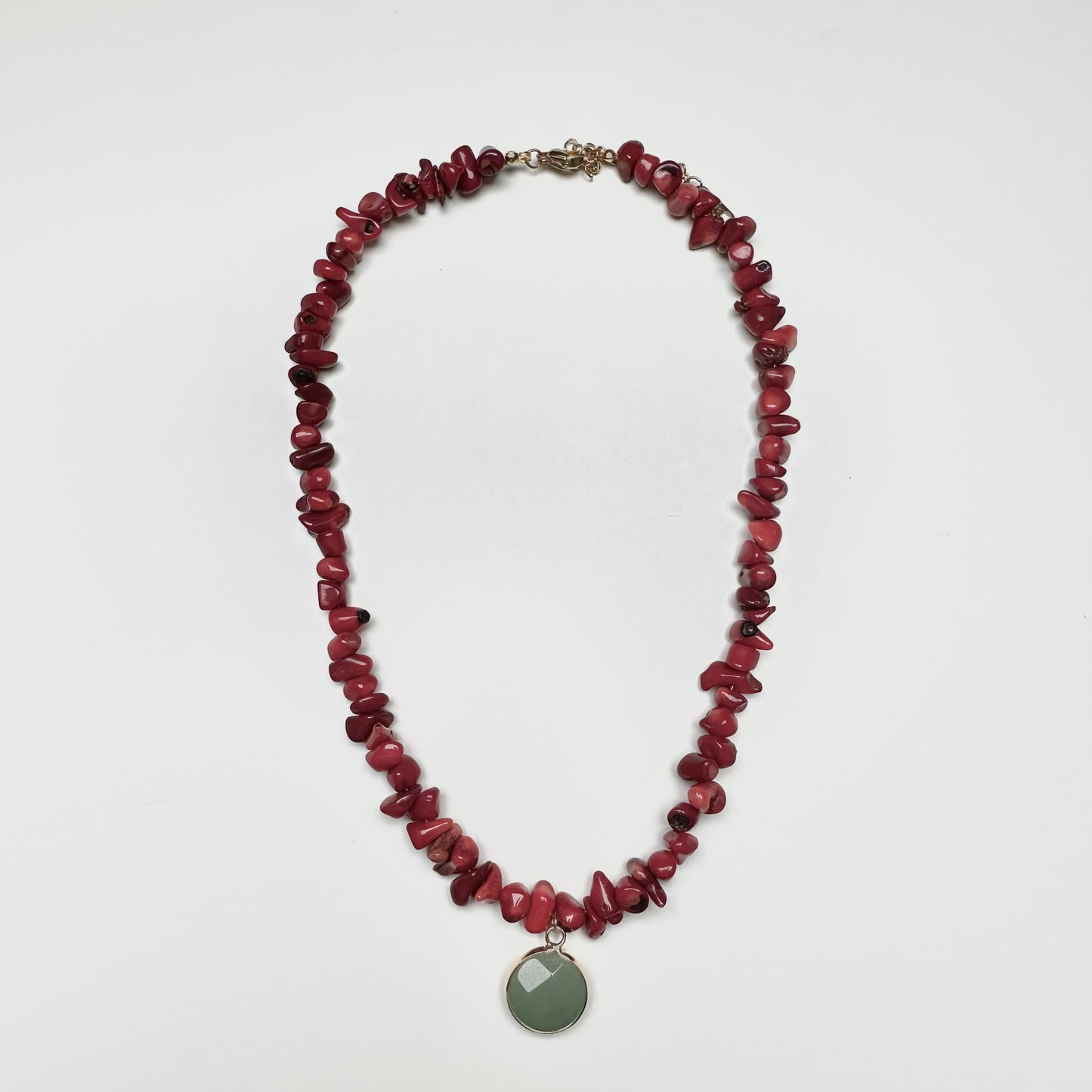 Ocean Bamboo Bead Necklace with a Green Pendant