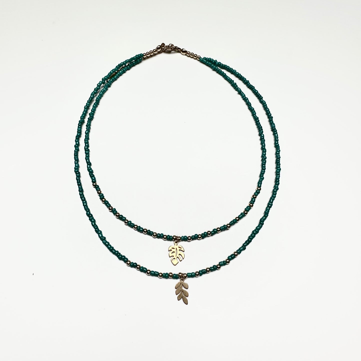 Two Layer Green Bead Necklace