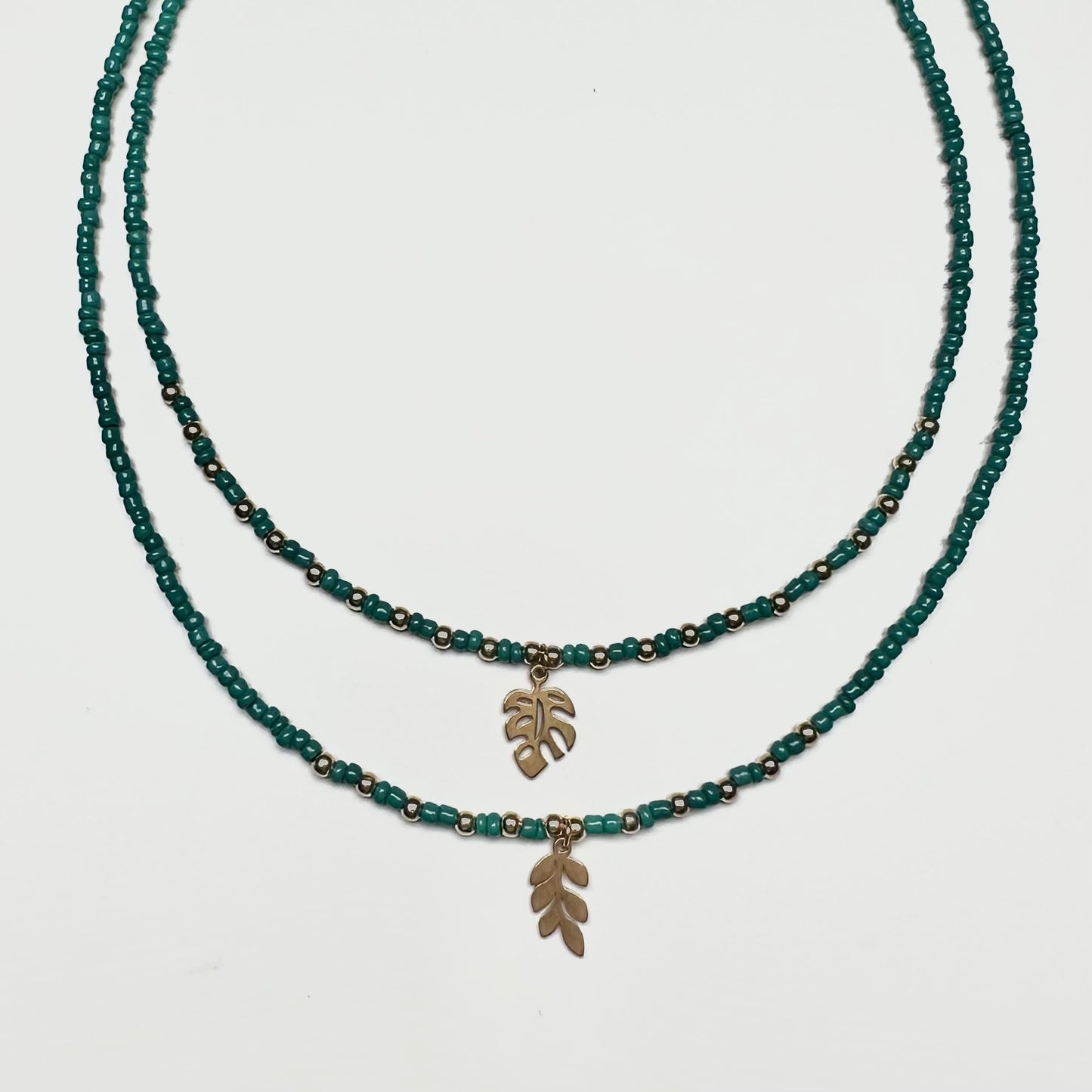 Two Layer Green Bead Necklace