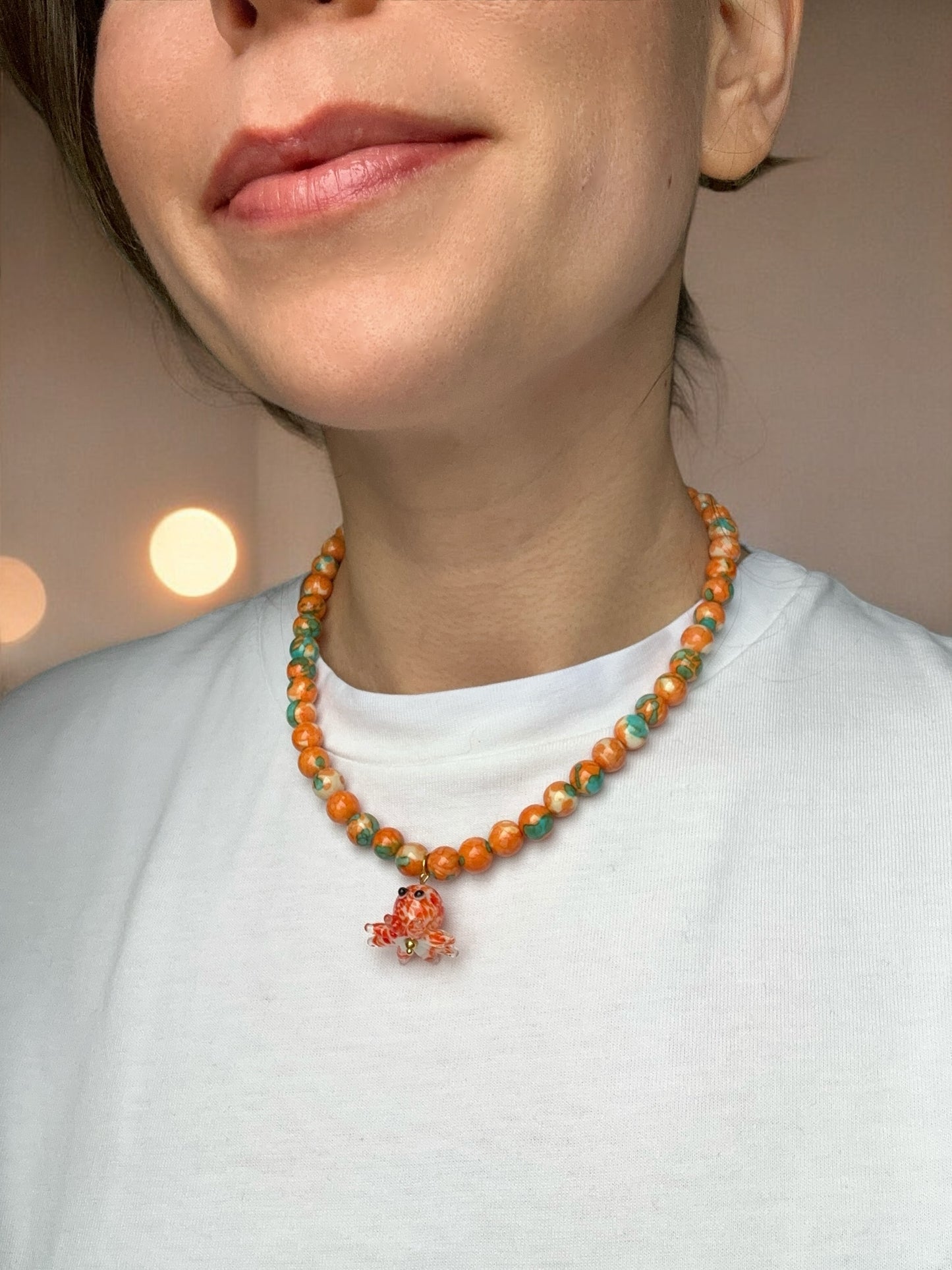 Orange Octopus Necklace