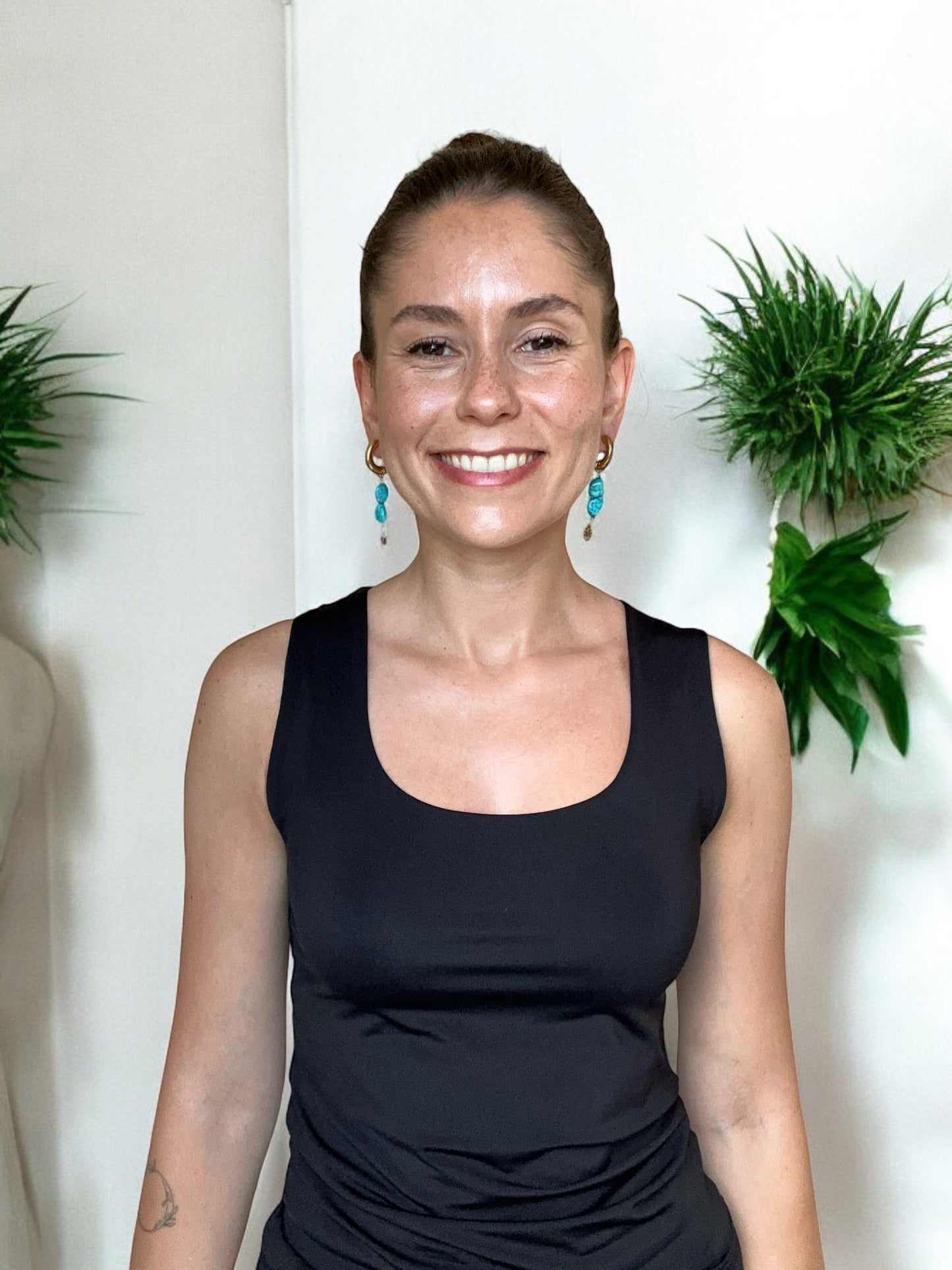 Hoop Earrings with Natural Stone Beads