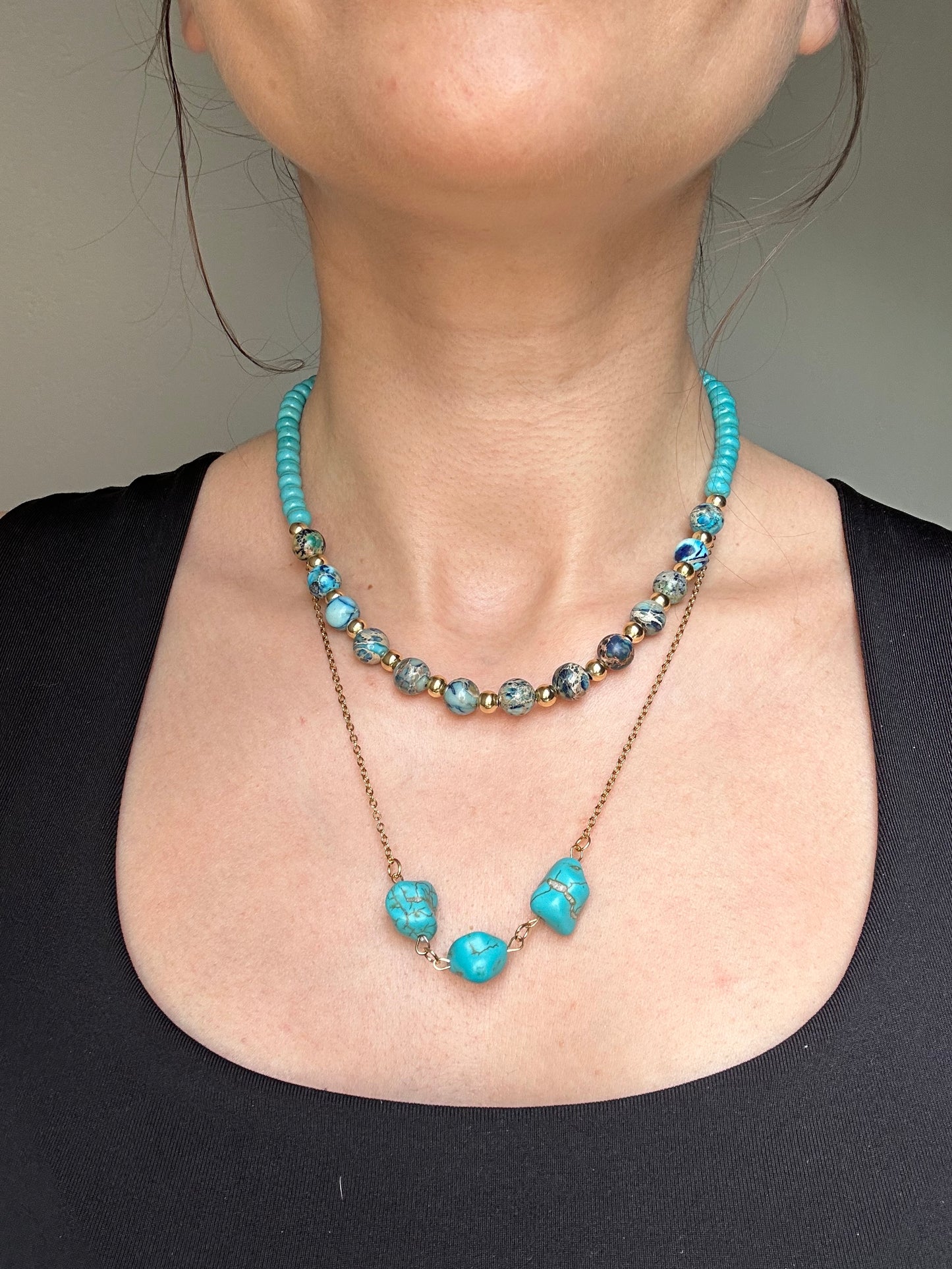 Two Layer Blue Variscite Necklace