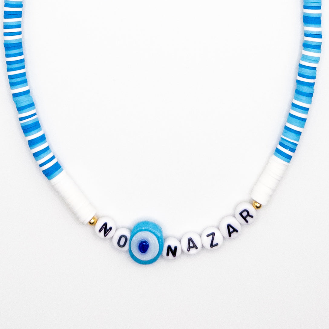 No Nazar Necklace with Blue and White Colour