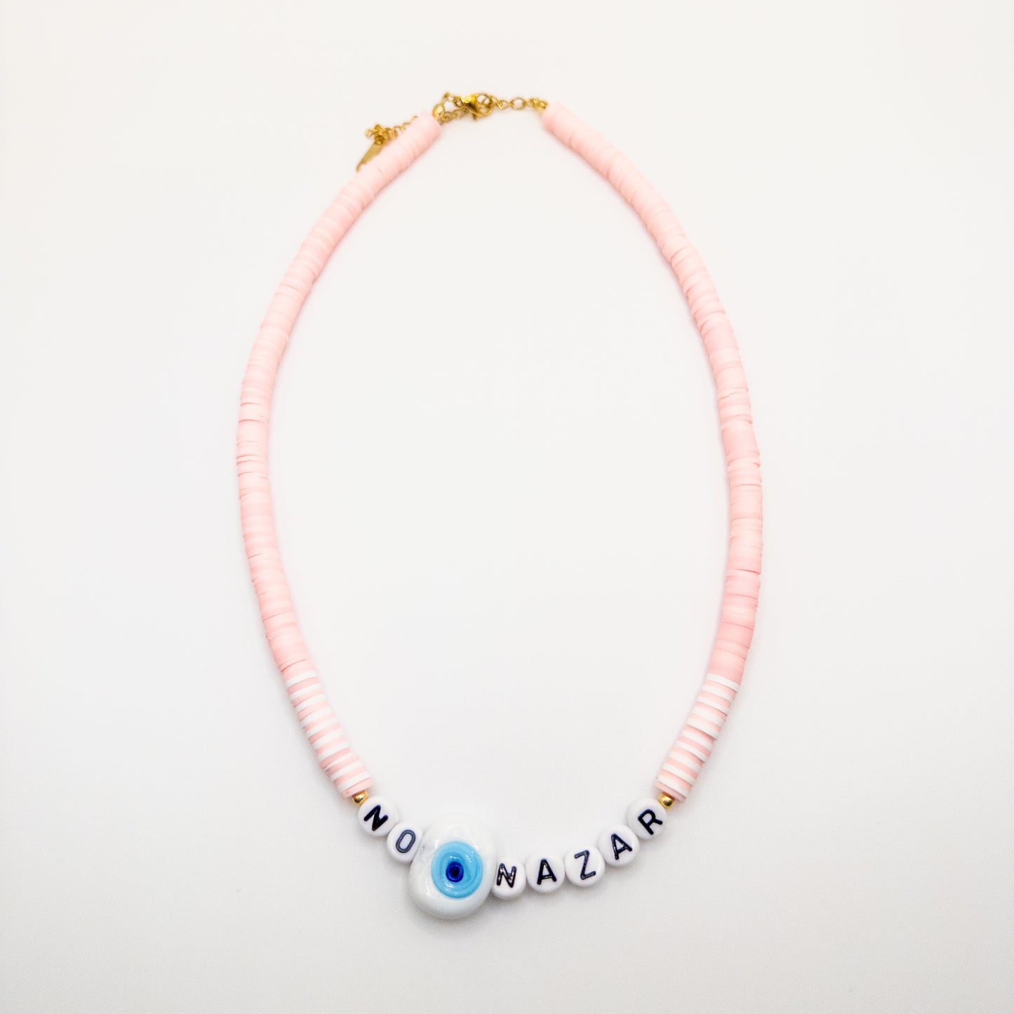 No Nazar Necklace with Pink Fimo Beads