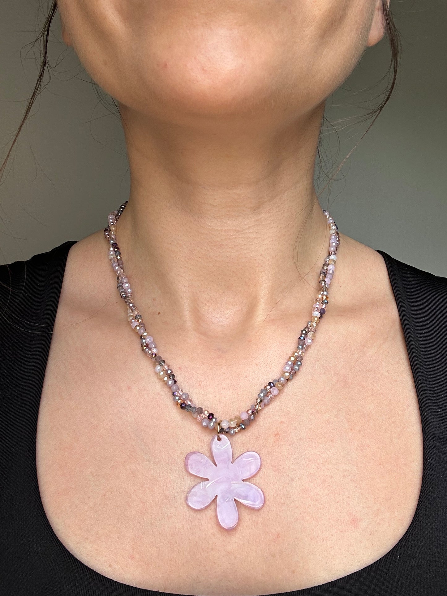 Necklace with Pink Flower