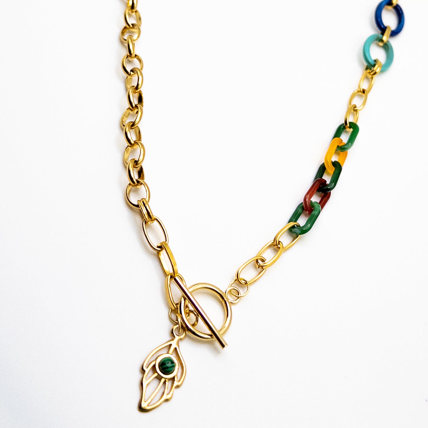 Stainless Steel Necklace with Colourful Chain