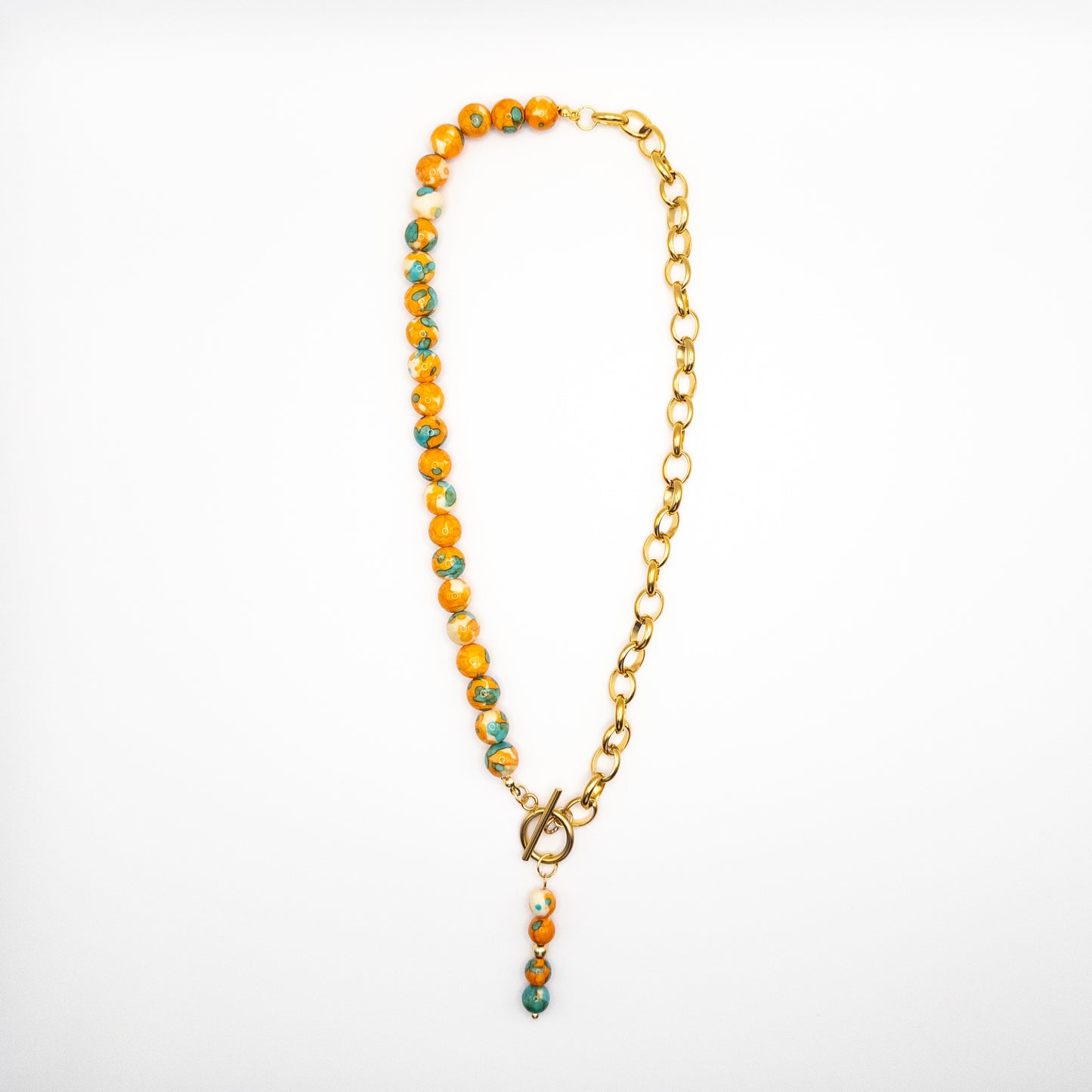 Half Chain Half Orange Beads Necklace